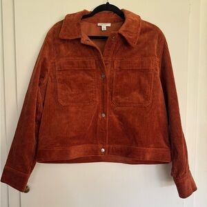 Corduroy Snap Button Jacket Burnt Orange Women’s Size Large NEW